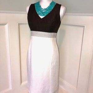 😍 Loft Linen Dress Brown / Cream 4P